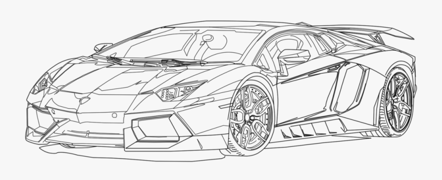 Lamborghini Aventador Clipart Sports Car - Lamborghini Black And White Clipart, Transparent Clipart