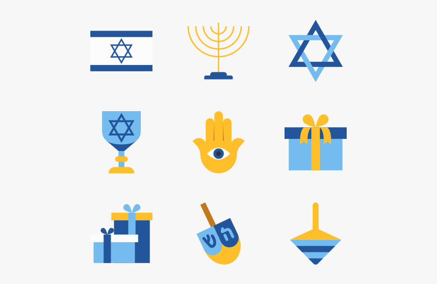 Essential Set - Hanukkah Icons, Transparent Clipart
