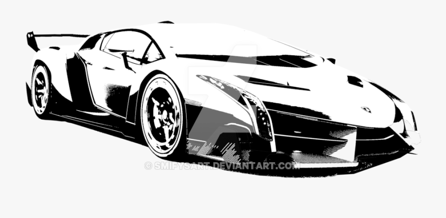 Lamborghini Veneno Outlined In Black By Smifysart - Lamborghini Png Black And White, Transparent Clipart