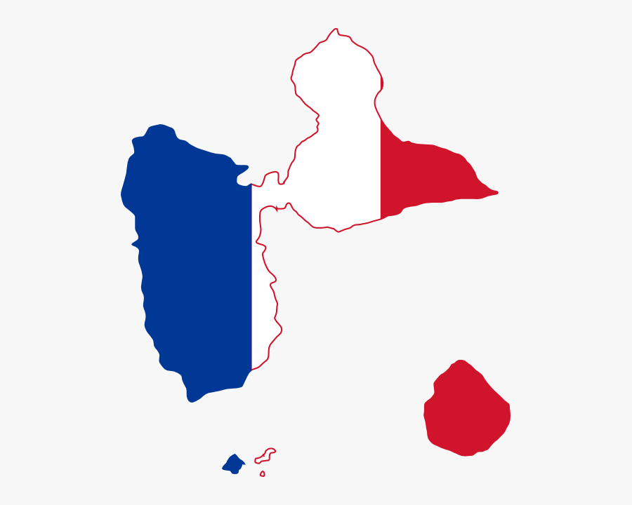 Guadeloupe Flag With Tricolor - Flag Map Of Guadeloupe, Transparent Clipart