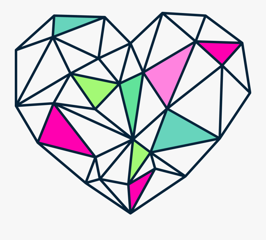 Printable Geometric Heart, Transparent Clipart