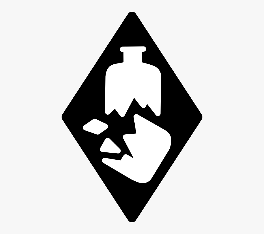 Diamond With Broken Bottle) - Broken Glass Hazard Symbol - Broken Glass Safety Symbol, Transparent Clipart