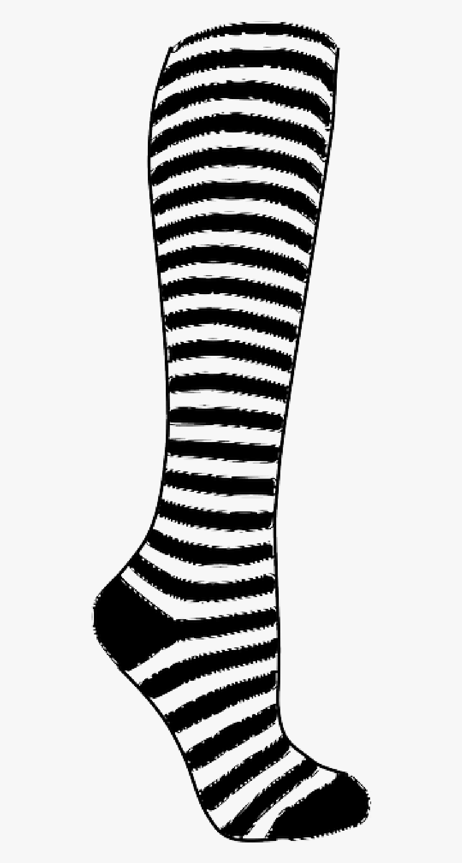 Black And White Knee High Socks - Clip Art Striped Sock, Transparent Clipart