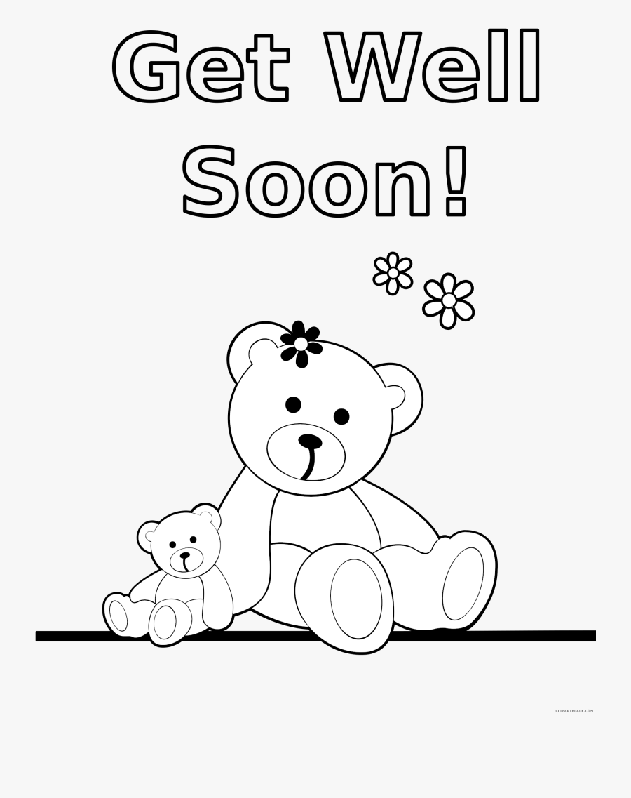 Png Transparent Stock Teddy Bear Clipartblack Com - Get Well Soon Black And White Clipart, Transparent Clipart