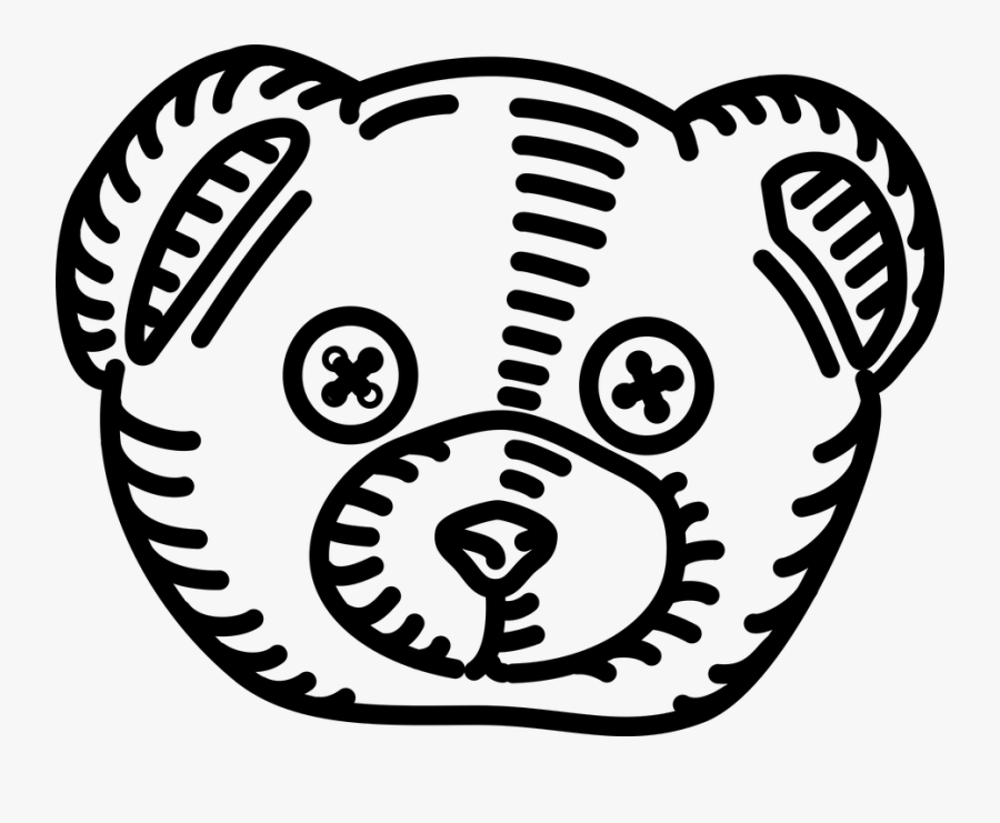 Transparent Bear Head Clipart Black And White - Teddy Bear Outline Head, Transparent Clipart