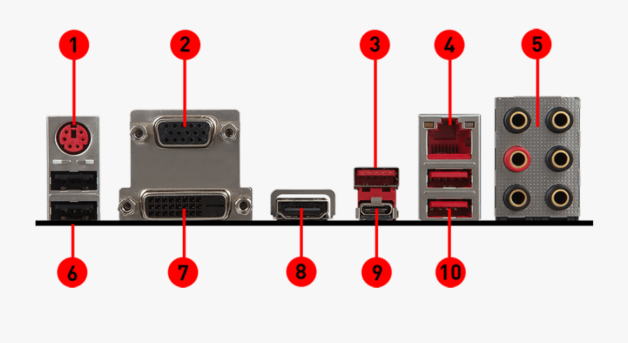 B350 Tomahawk Back Io - Msi Z270 Gaming Plus, Transparent Clipart
