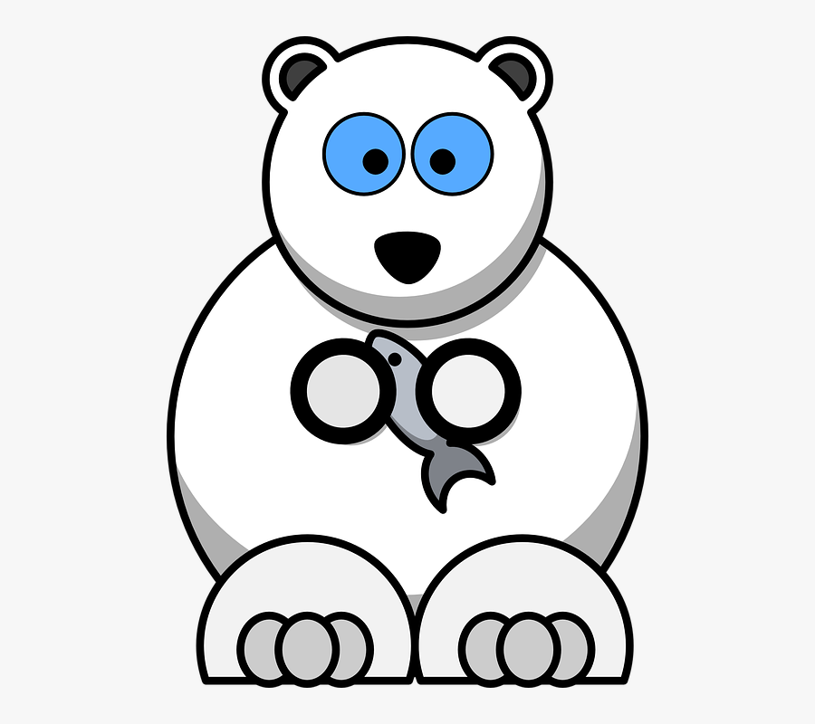Polar Bear, Bear, Animals, White, Fish, Cartoon, Cute - Polar Bear Eating Clipart, Transparent Clipart