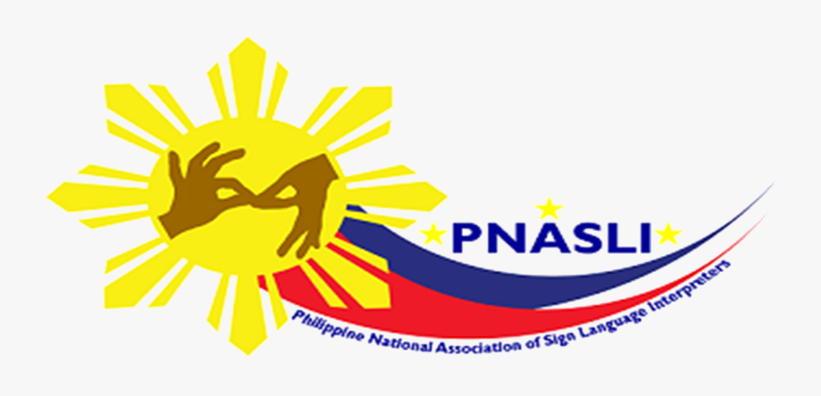 Interpreters Hand Behind Philippine Sun Flag With Blue - Philippine National Association Of Sign Language Interpreters, Transparent Clipart