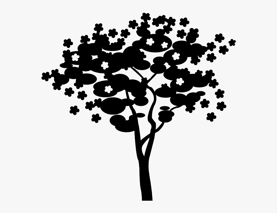 Silhouette Alberi Con Fiori, Transparent Clipart