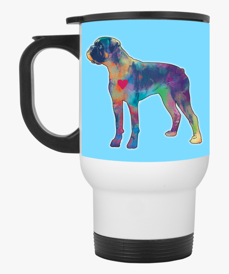 Boxer Heart Silhouette White Travel Mug - Mug, Transparent Clipart