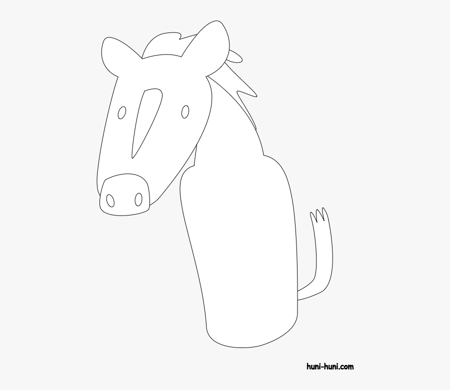 Huni Huni Flashcard Coloring Page Outline Kabayo Horse - Cartoon, Transparent Clipart