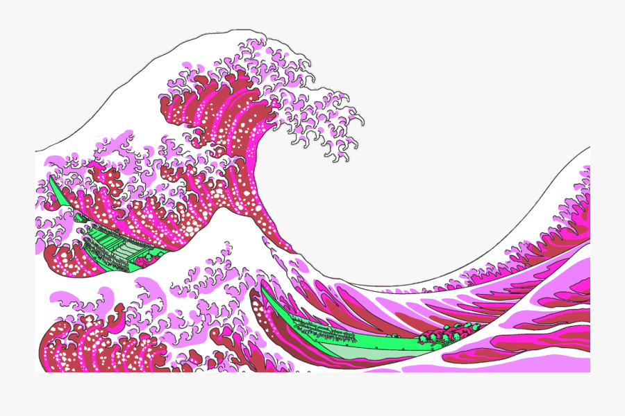 #freetoedit #vaporwave #tsunami #vaporwavecrew #webpunk - Big Wave In Kanagawa, Transparent Clipart