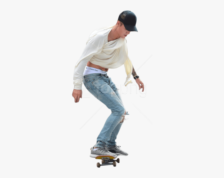 Justin Bieber Skateboarding Free - Skater Png, Transparent Clipart