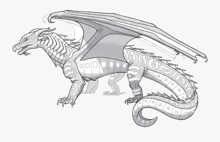 Transparent Fire Breathing Dragon Clipart Black And - Wings Of Fire Seawing Base, Transparent Clipart