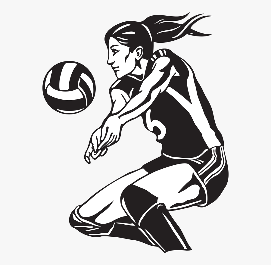 Volleyball Free Clipart Black And White Transparent Girl Playing