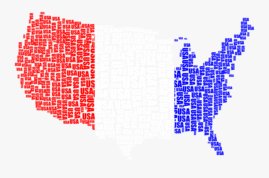 Usa Word Cloud Red White Blue No Background - Red White And Blue Usa Background, Transparent Clipart