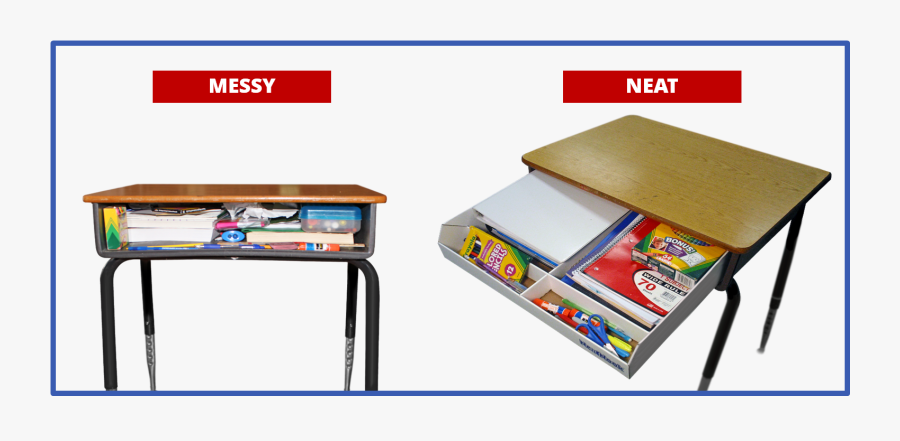 Messy School Desk - Desk Organizer For School, Transparent Clipart
