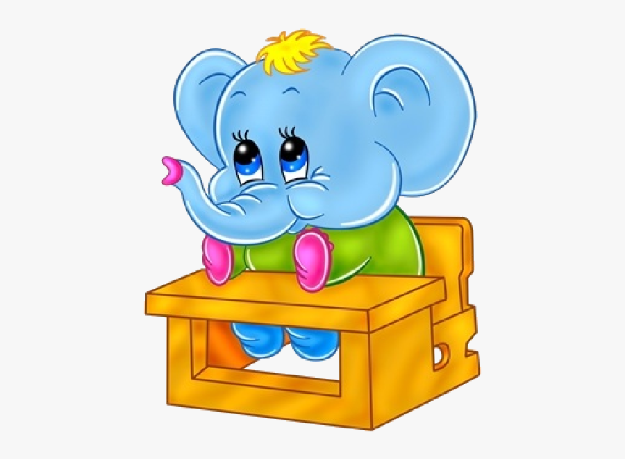 Desk Clipart Cartoon School - Cartoon Elephant In School, Transparent Clipart