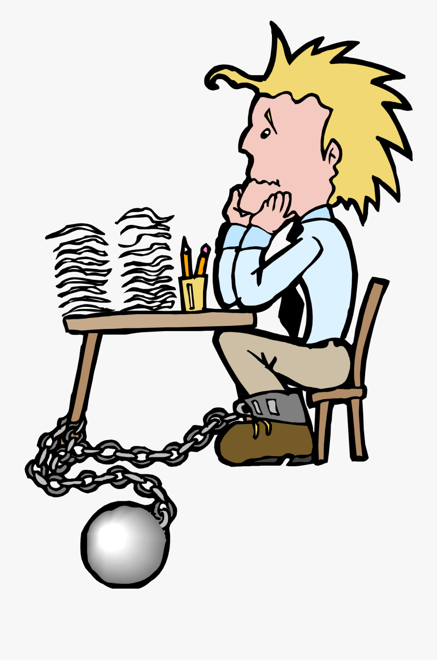 Chained To Desk Cartoon - Chained To Desk Clipart, Transparent Clipart