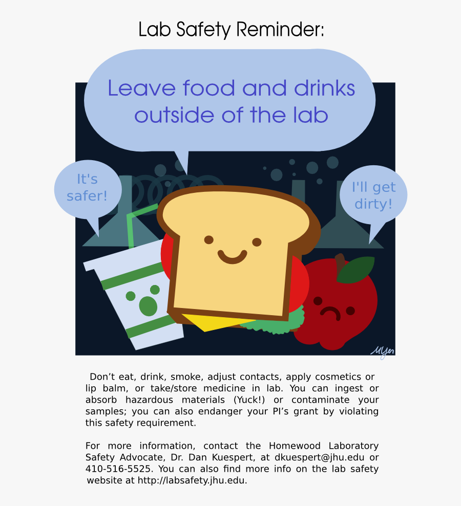 Johns Hopkins Lab Safety - Don T Eat Or Drink In Lab, Transparent Clipart