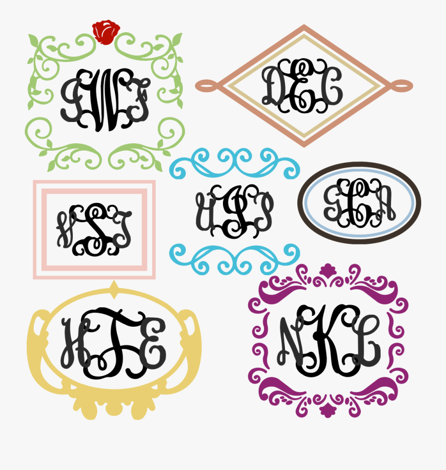 Elegant, Antique Monogram Letters And 7 Decorative, Transparent Clipart