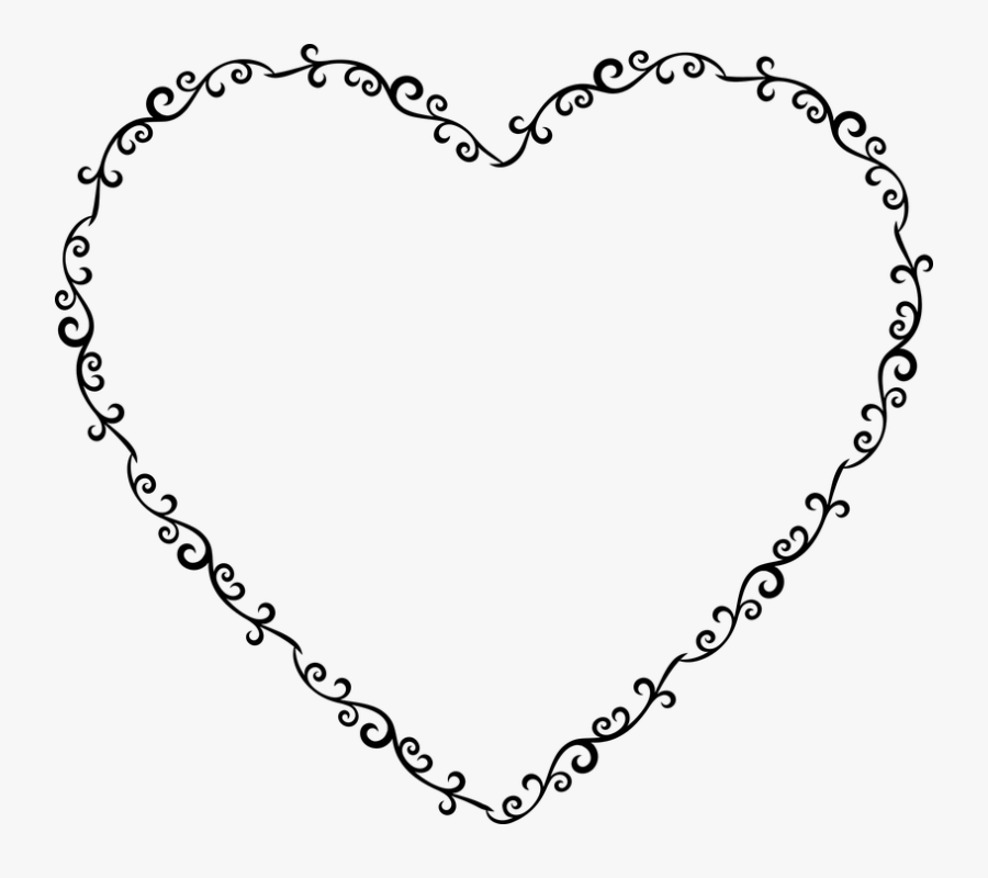Transparent Cliparts Ostern Gratis - Floral Heart Border Black And White, Transparent Clipart
