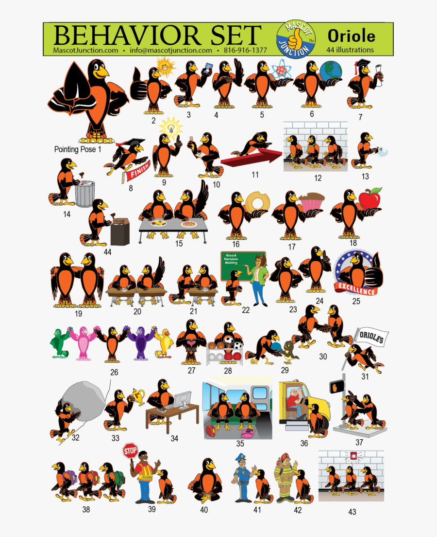 Oriole Mascot Clip Art Behavior - Cartoon, Transparent Clipart