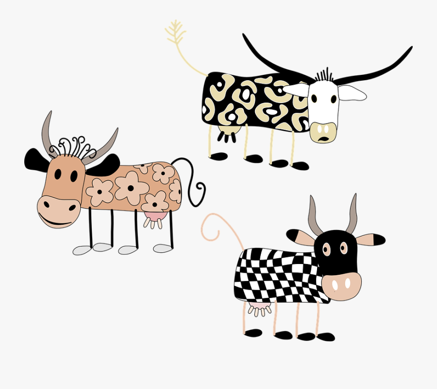 Cartoon Cows, Transparent Clipart