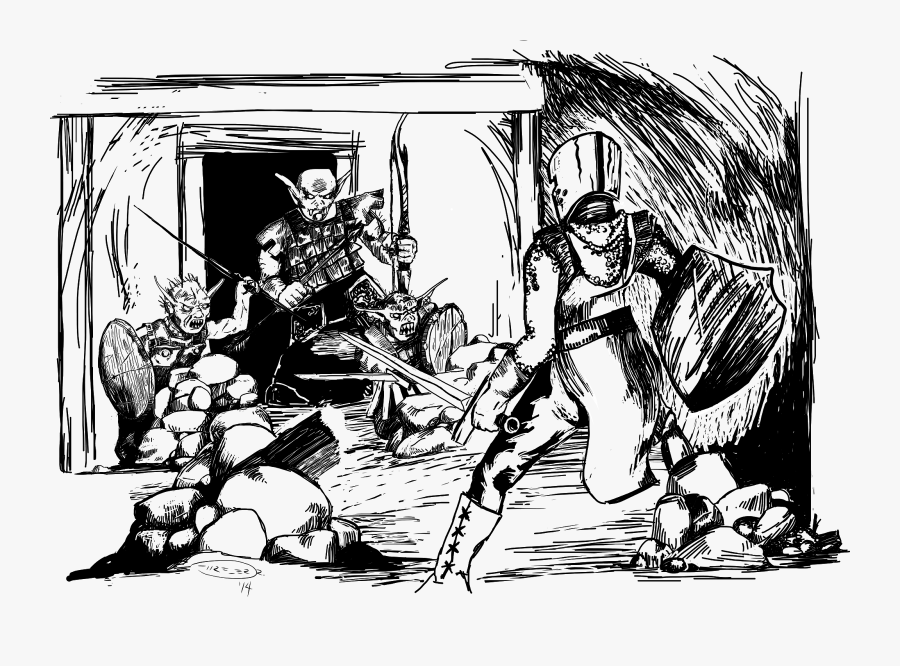 Starting With The Most Common Of Fantasy Monsters, - Fighting Goblins, Transparent Clipart