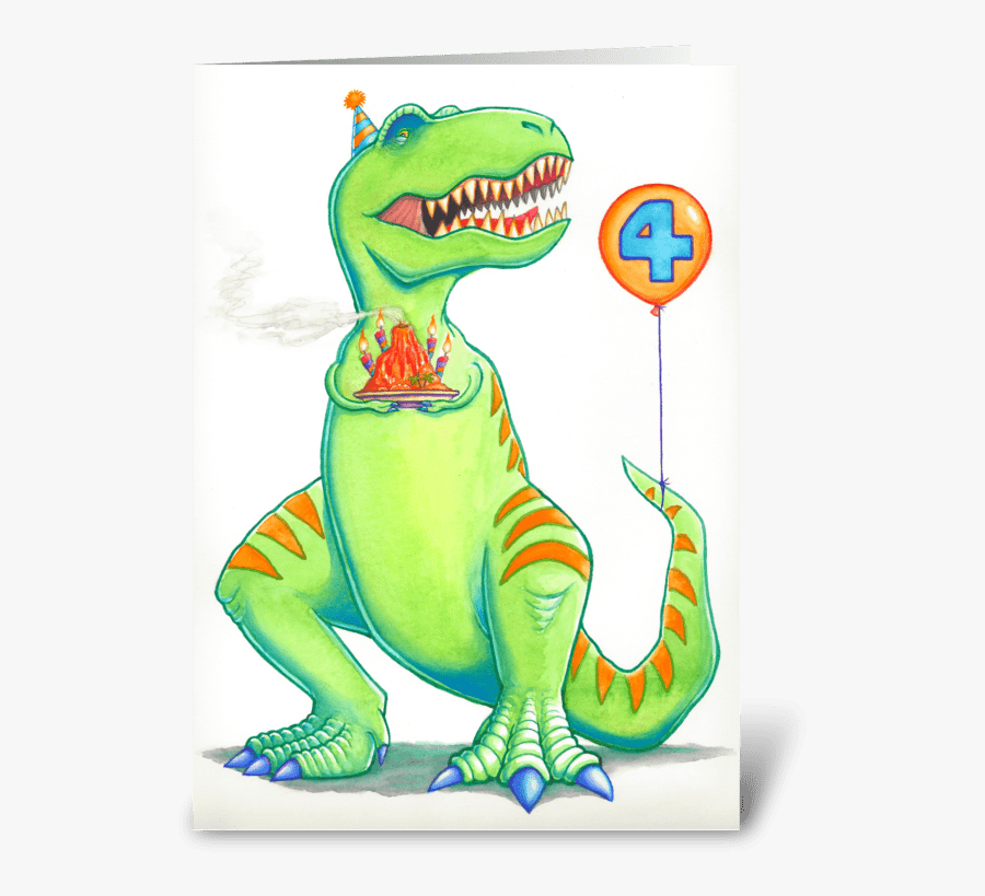 T-rex Birthday Greeting Card - Cartoon, Transparent Clipart