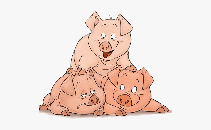 Three Cartoon Pigs, Transparent Clipart