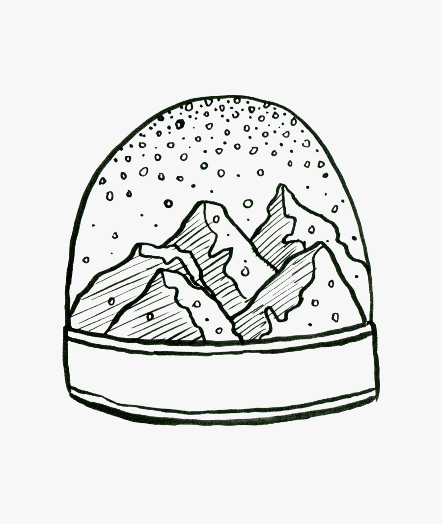 Snow Globe And Mountains - Sketch, Transparent Clipart