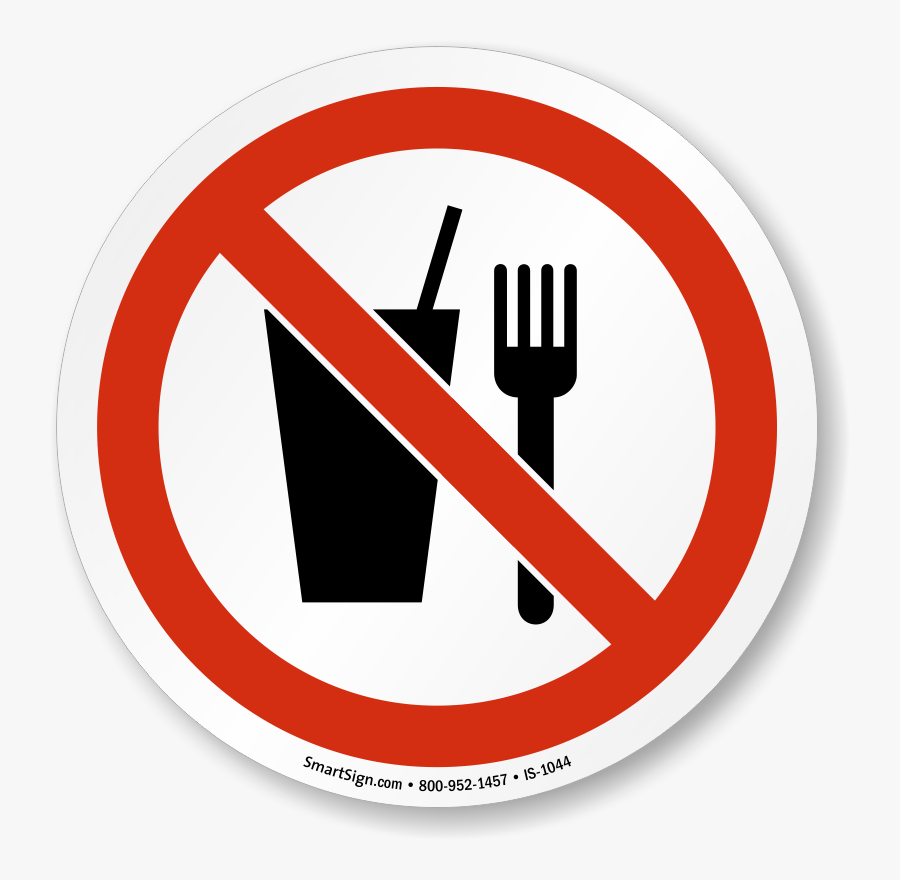 Transparent Caution Sign Clipart - No Eating Or Drinking Symbol, Transparent Clipart