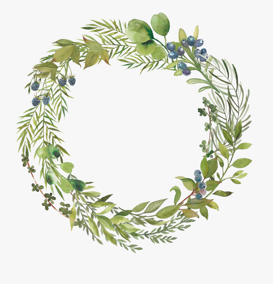 Transparent Leaf Wreath Png - Large Watercolor Wreath Png, Transparent Clipart