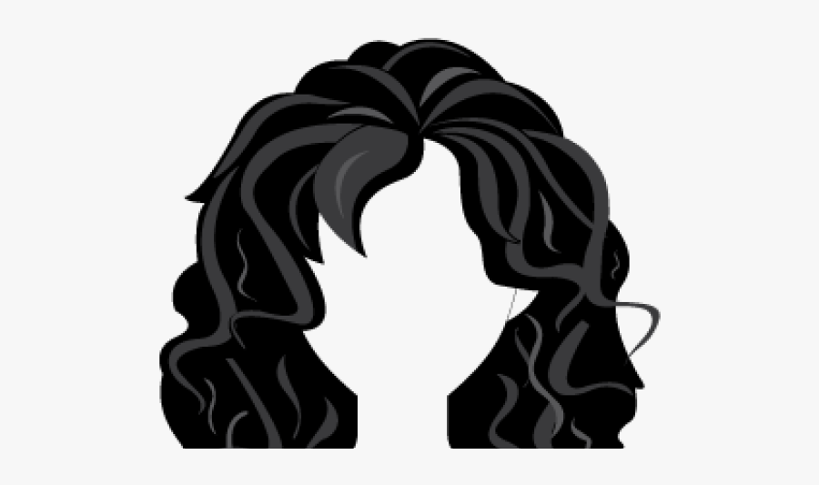 Dark Hair Clipart Curly - Silhouette, Transparent Clipart
