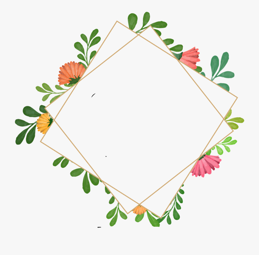 Flowers Geometricshapes Geometric Frame Border Wreath - Geometric Flower Border Png, Transparent Clipart