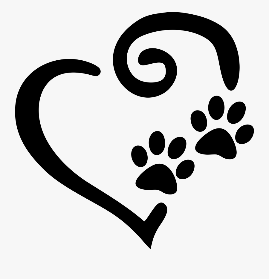 Swirly Heart With Paw Prints Decal Window Sticker - Paw Print And Heart, Transparent Clipart