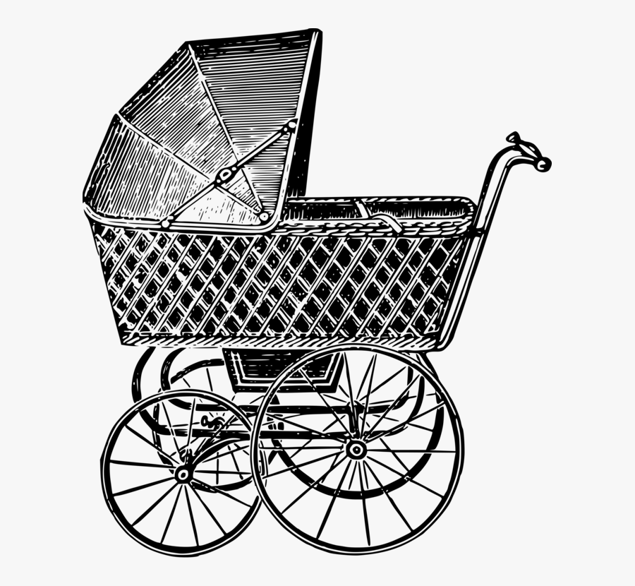 Bicycle Accessory,monochrome Photography,baby Products - Clip Art Vintage Baby Carriage, Transparent Clipart