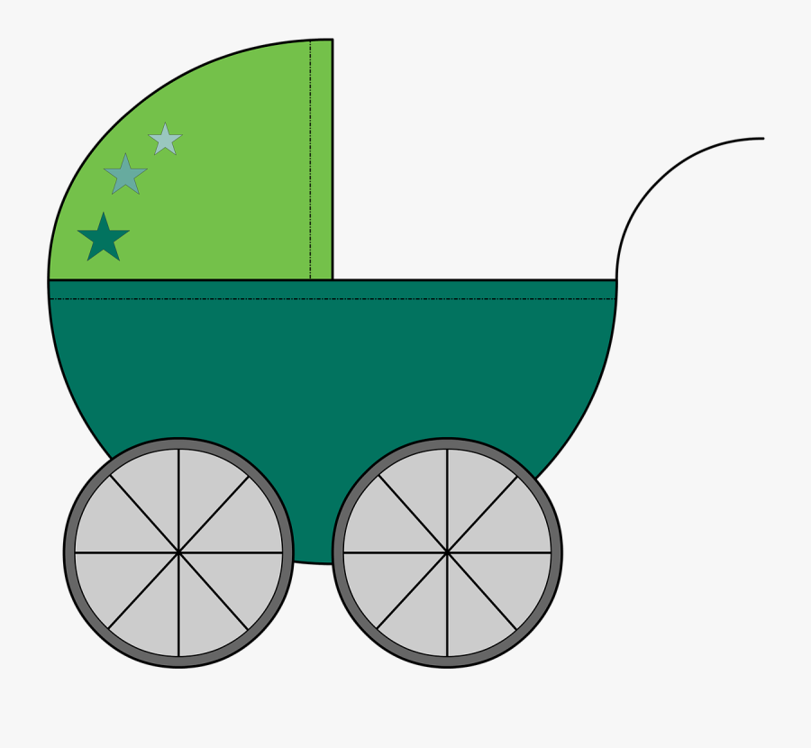 Green Clipart Baby Carriage - Carrinho De Bebe Desenho Verde, Transparent Clipart