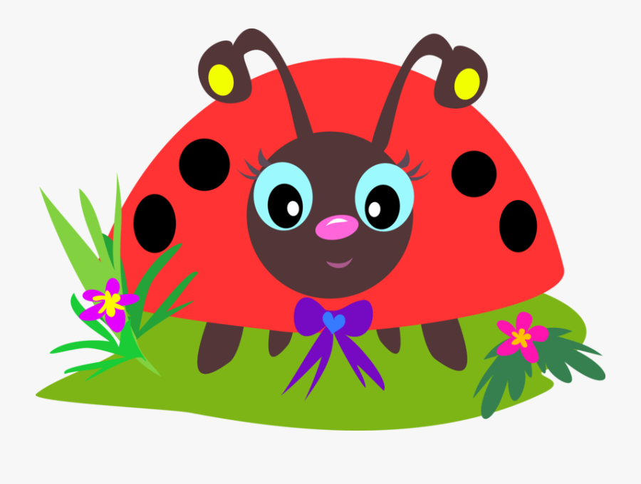 Clipart Ladybug On Flower - Lady Bug On The Flower Cartoon, Transparent Clipart