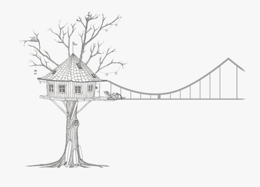 Svg Transparent Download Tree House Black And White - Tree House Drawing Step By Step, Transparent Clipart