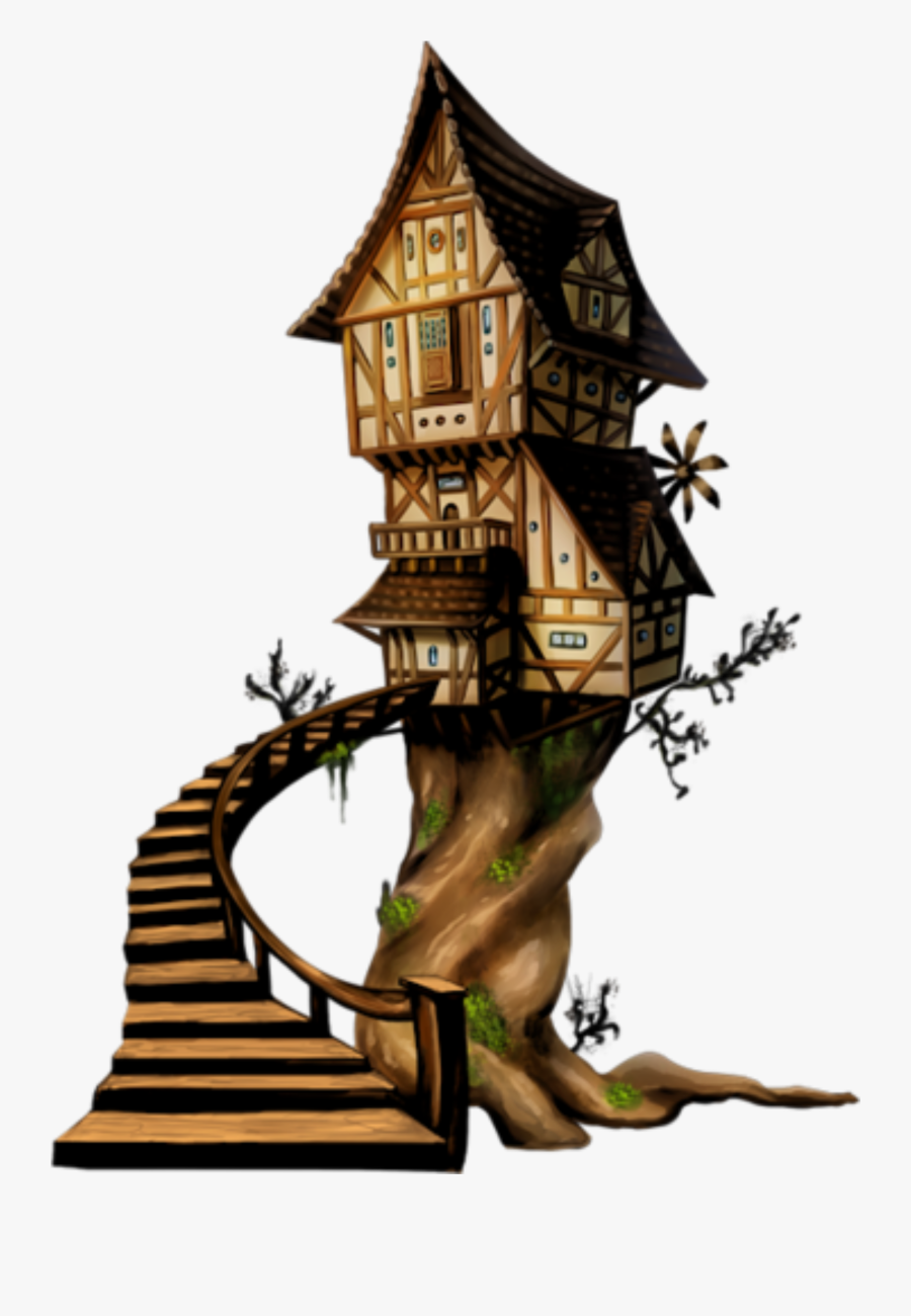 #treehouse #fairytail #stairway - Illustration, Transparent Clipart