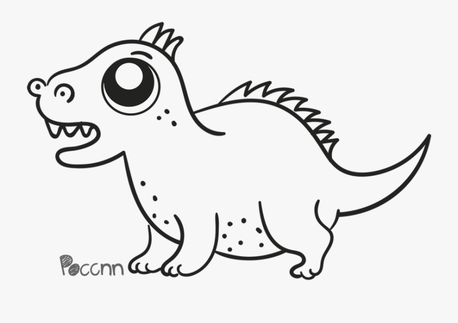 Cute Stegosaurus Lineart - Cartoon, Transparent Clipart