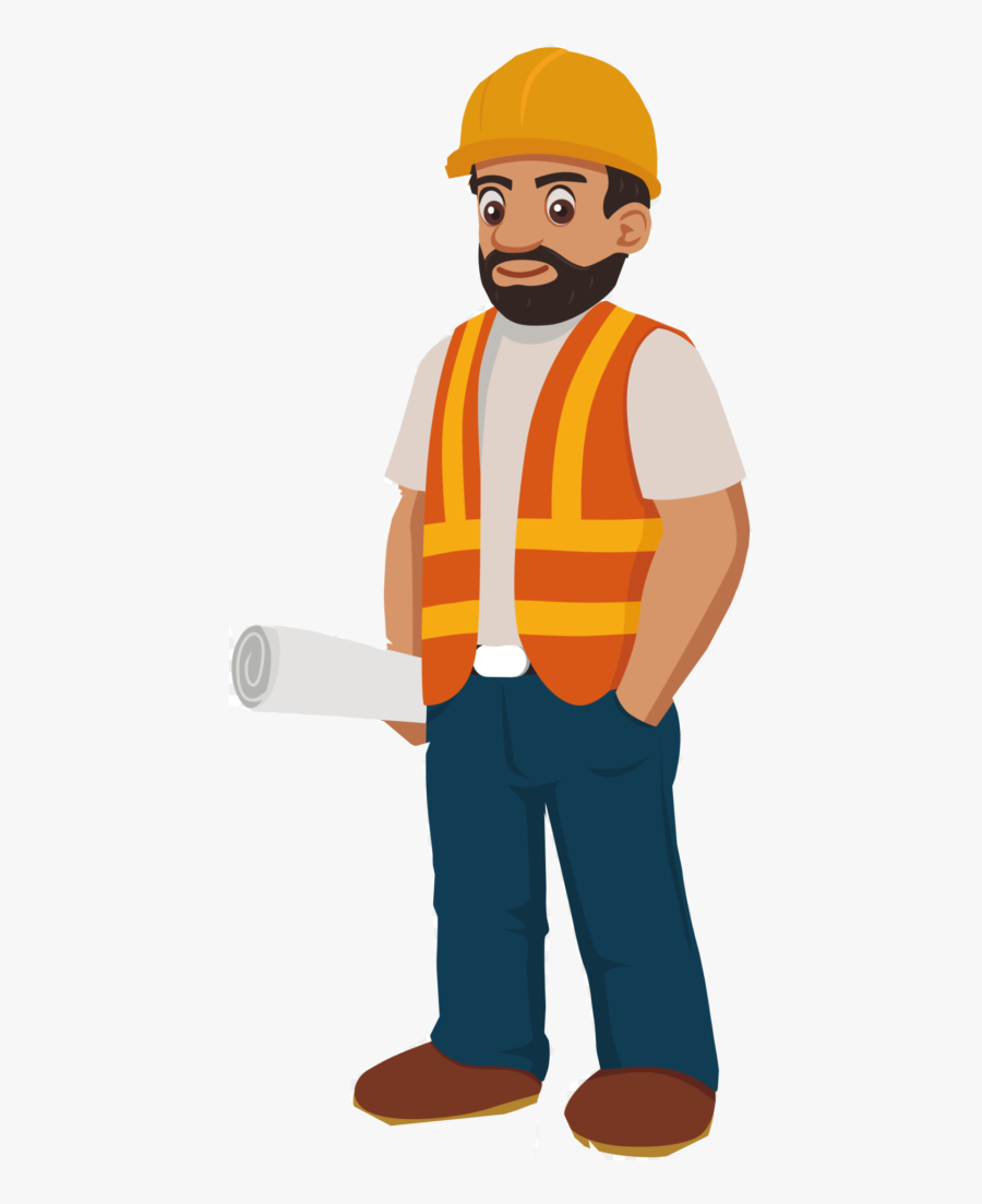 Construction Worker Cartoon Drawing, Transparent Clipart