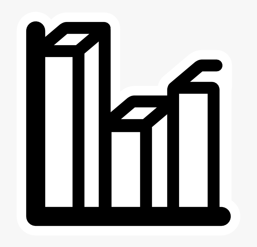 Mono Chart Bar 3d - Black And White Statistics Clipart, Transparent Clipart