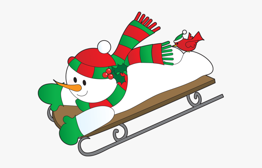 Sledding Snowman Clipart - Snowman Sledding Clipart, Transparent Clipart