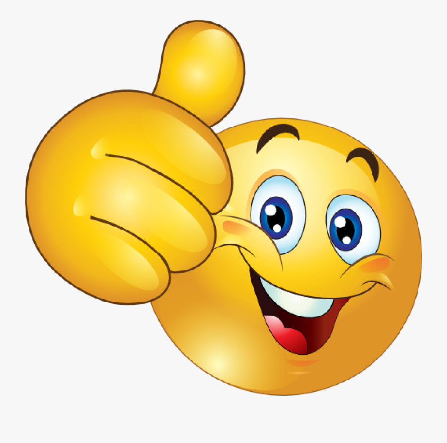 Smiley Face With Thumb Up, Transparent Clipart