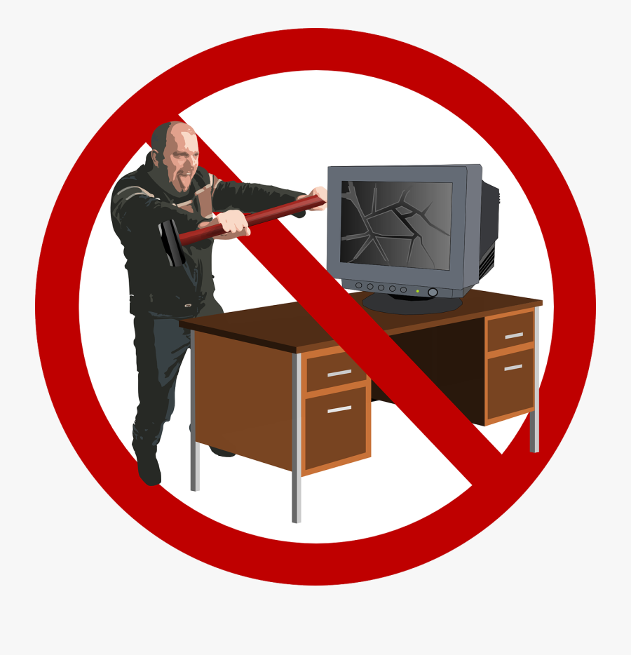 Sledgehammer, Smash, Angry, Broken, Computer, Cracked - Excited Person Clip Art, Transparent Clipart