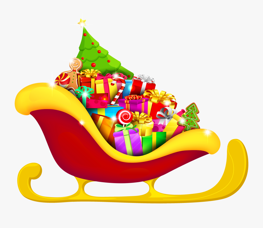 Christmas Red Sled With Presents Png Picture, Transparent Clipart