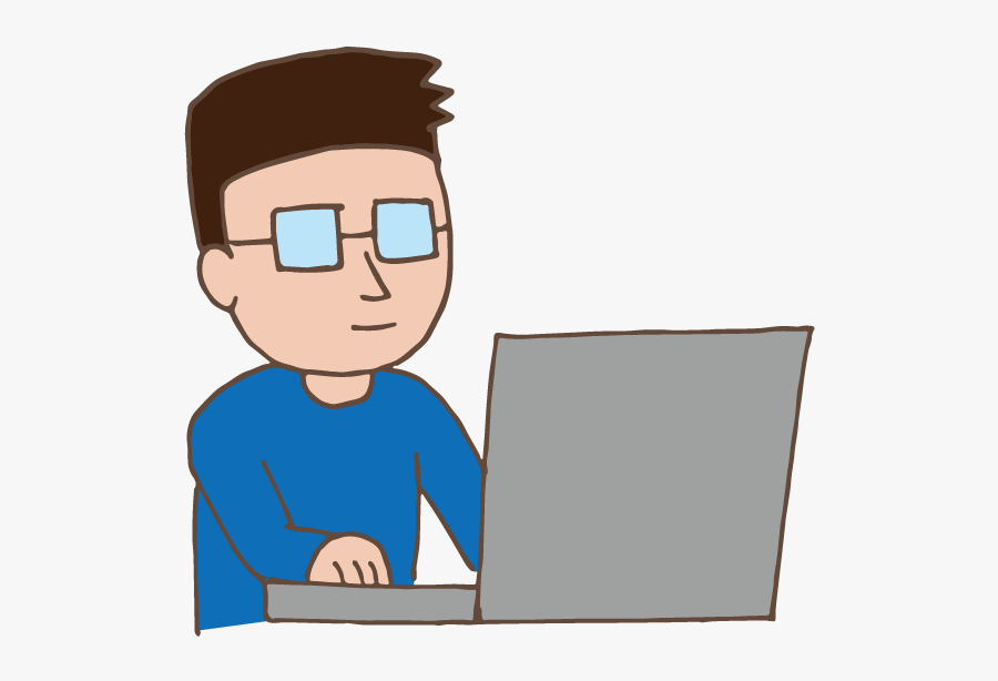 Young Man Using Laptop - Laptop With Person Animated, Transparent Clipart